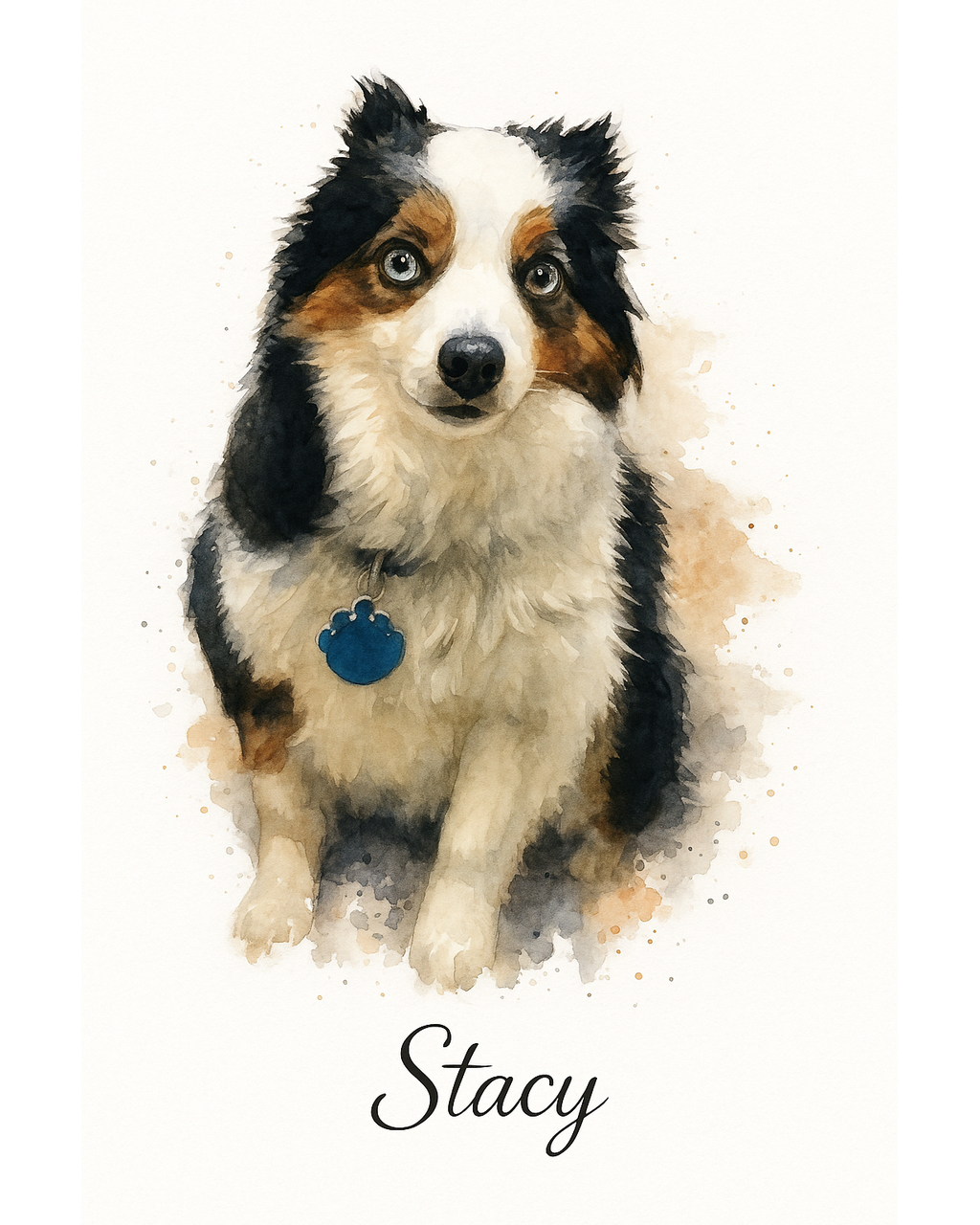 Custom watercolor pet portrait result